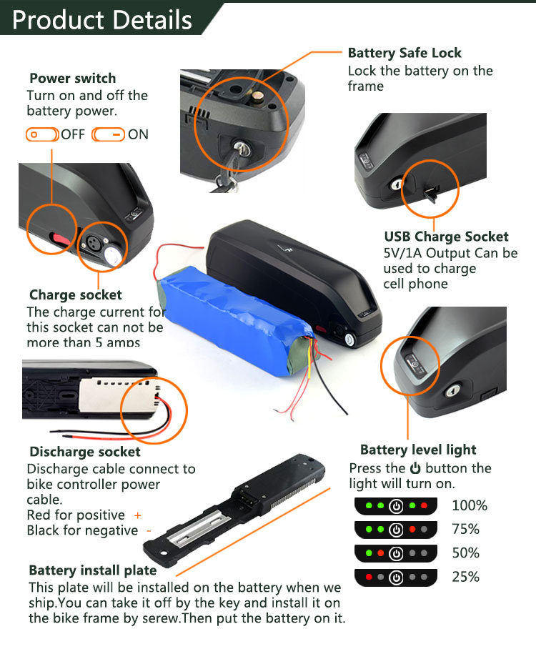 48 Volt Ebike Battery 48V 15ah Electric Bike Battery Recharge Lithium ...